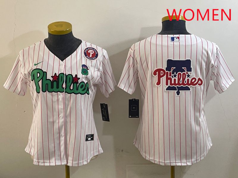 Women Philadelphia Phillies Blank White Stripe Second generation joint name 2025 Nike MLB Jersey style 6
